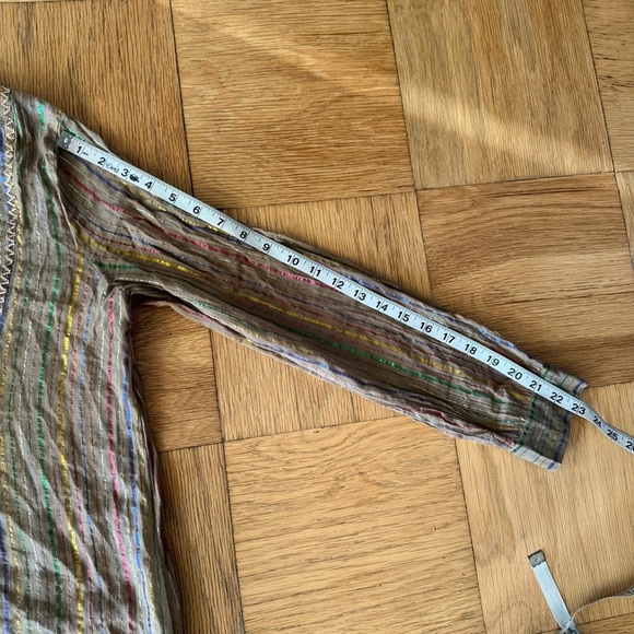 Manoush US 8 Sheer Maxi Kaftan Dress Embroidered Striped PomPoms Sequins - Picture 11 of 13